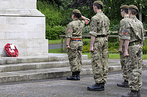 Cadets laying a wreath